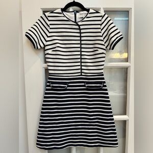 Elizabeth McKay Dark Navy Stipe Nautical Preppy Retro Mini Dress Size 2 XS